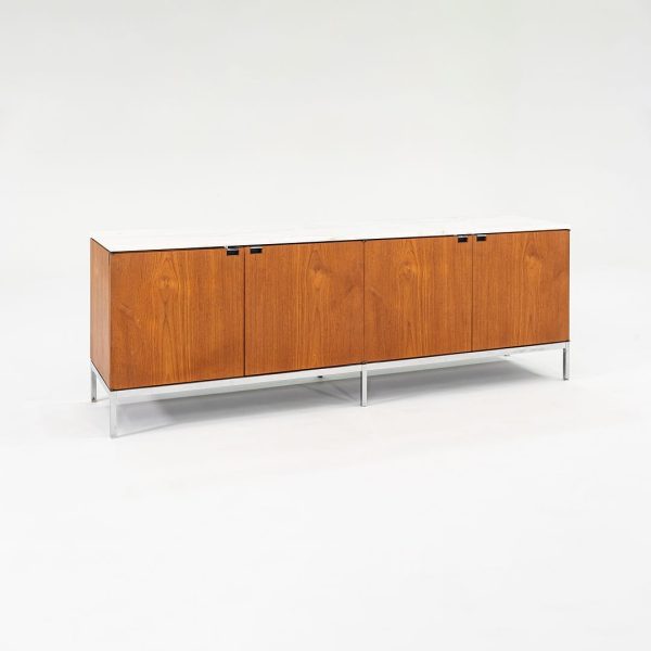 1960S 4-Position Credenza Cabinet, Model 2544 By Florence Knoll For Knoll Steel, Walnut, Marble For Sale