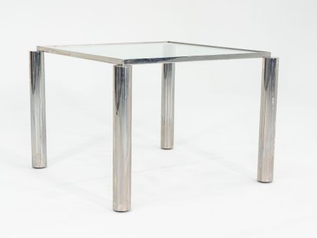 1980s Richard Schultz Prototype Dining Table in Polished Stainless Steel with Glass Cheap