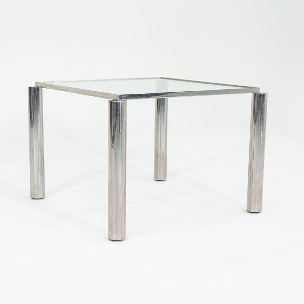 1980s Richard Schultz Prototype Dining Table in Polished Stainless Steel with Glass Cheap