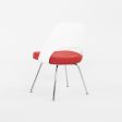 2011 Eero Saarinen for Knoll Armless Executive Side   Dining Chairs in White with Red Fabric 1x Available Supply