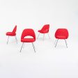 2011 Set of Four Eero Saarinen for Knoll Armless Executive Side   Dining Chairs in Red Fabric Online Sale