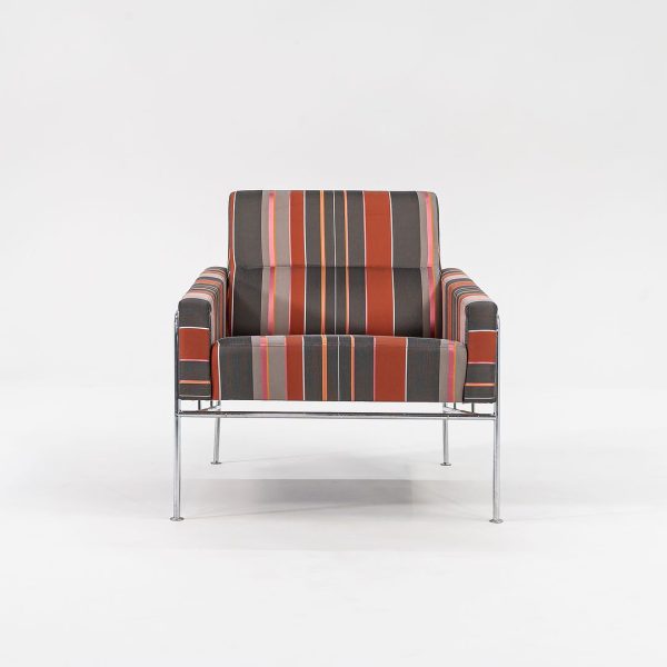 2005 Series 3300 Easy Chair by Arne Jacobsen for Fritz Hansen in Striped Fabric 2x Available Online now