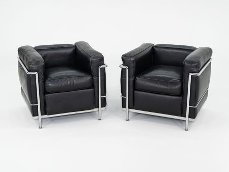 1980s Pair of Cassina LC2 Petit Modele Lounge Chairs by Le Corbusier Jeanneret and Perriand Online now