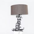 1960s Marcello Fantoni Patinated Steel Table Lamp with Grey Drum Shade Fashion