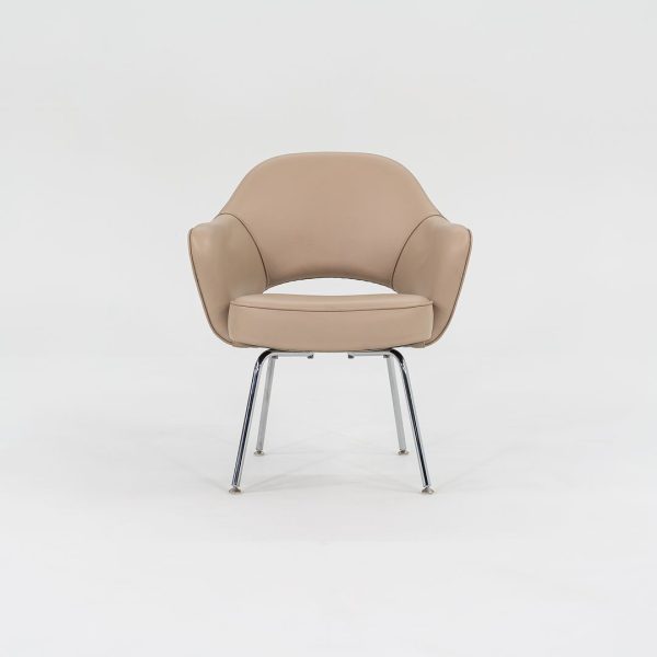 2021 Saarinen Executive Arm Chair, Model 71A by Eero Saarinen for Knoll in Tan Leather, 5x Available Online Sale