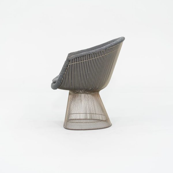 1960s Platner Lounge Chair, Model 1715L by Warren Platner for Knoll in Nickel Steel with Grey Fabric 4x Available Sale