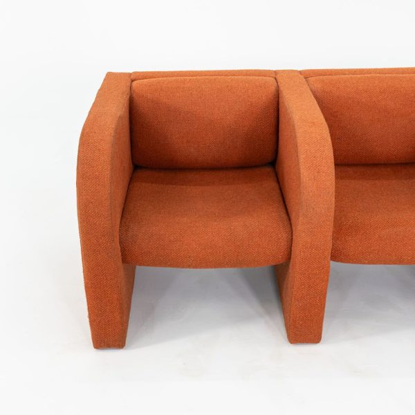 1970s Modernist Sculptural Three Seat Sofa in Orange Fabric Hot on Sale