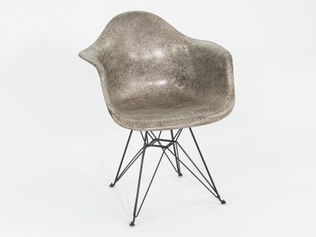 C. 1950 Herman Miller Eames Rope Edge DAR Arm Shell Chair in Elephant Hide Grey with Eiffel Tower Base Online