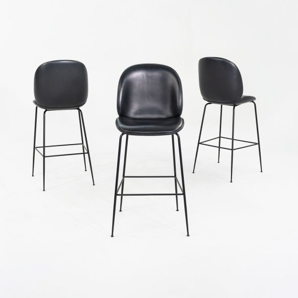 2010s GamFratesi for Gubi Beetle Bar Stools in Black Leather 8x Available Online Hot Sale