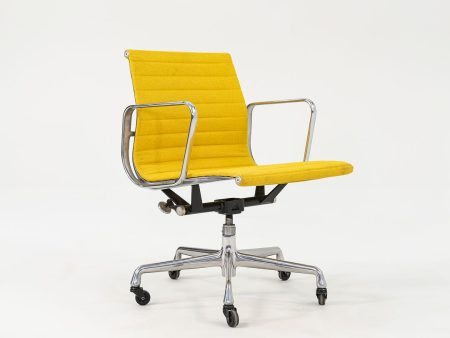 2010s Eames Aluminum Group Management Chair by Ray and Charles Eames for Herman Miller in Yellow Fabric Hot on Sale