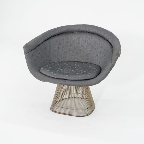 1960s Platner Lounge Chair, Model 1715L by Warren Platner for Knoll in Nickel Steel with Grey Fabric 4x Available Sale