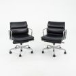 2009 Herman Miller Eames Soft Pad Management Desk Chair in Edelman Black Leather with Pneumatic Base 12+ Available Sale