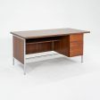 1960s Florence Knoll Executive Desk in Walnut and Chrome Cheap