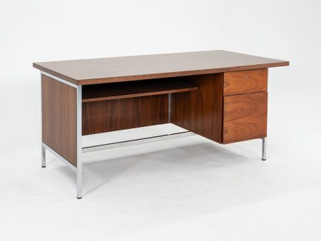 1960s Florence Knoll Executive Desk in Walnut and Chrome Cheap