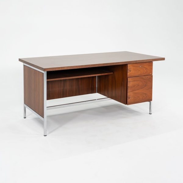 1960s Florence Knoll Executive Desk in Walnut and Chrome Cheap