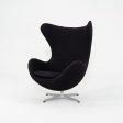 1967 Arne Jacobsen for Fritz Hansen Egg Chair and Ottoman in Black Fabric For Cheap