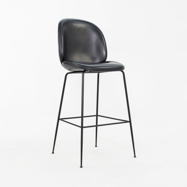 2010s GamFratesi for Gubi Beetle Bar Stools in Black Leather 8x Available Online Hot Sale