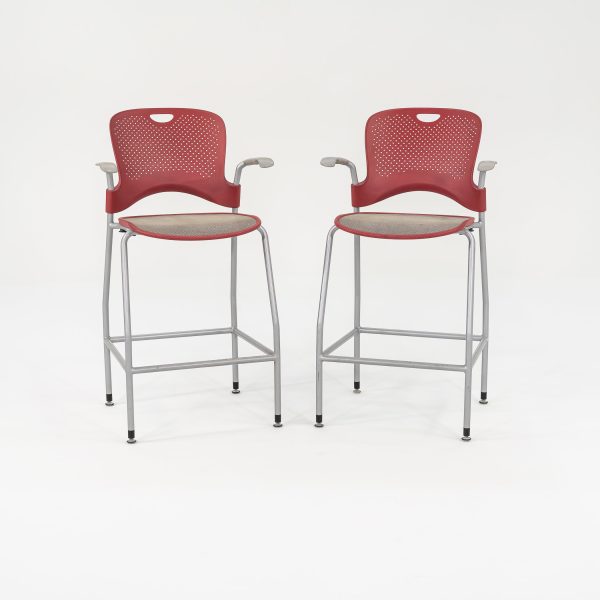 2013 Jeff Weber for Herman Miller Caper Stacking Bar Stool In Red with Arms 11x Available Online now