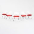 2011 Eero Saarinen for Knoll Armless Executive Side   Dining Chairs in White with Red Fabric 1x Available Supply