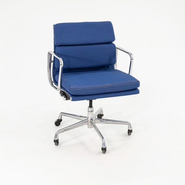 2010s Soft Pad Management Chair, EA435 by Ray and Charles Eames for Herman Miller in Blue Fabric 4x Available Sale