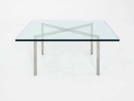 1960s Barcelona Coffee Table by Mies van der Rohe for Knoll in Glass and Stainless Steel Fashion