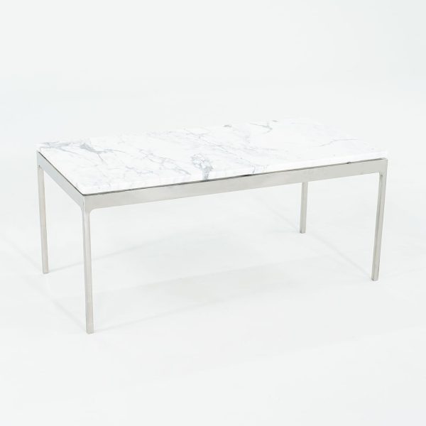 1980s Coffee Table, Model TA.35.36.72 by Nicos Zographos for Zographos Designs in Stainless and White Marble Fashion