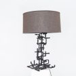 1960s Marcello Fantoni Patinated Steel Table Lamp with Grey Drum Shade Fashion