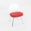 2011 Eero Saarinen for Knoll Armless Executive Side   Dining Chairs in White with Red Fabric 1x Available Supply