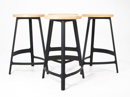 2010s Factory Counter Stool by Sean Dix in Wood and Steel 4x Available Cheap