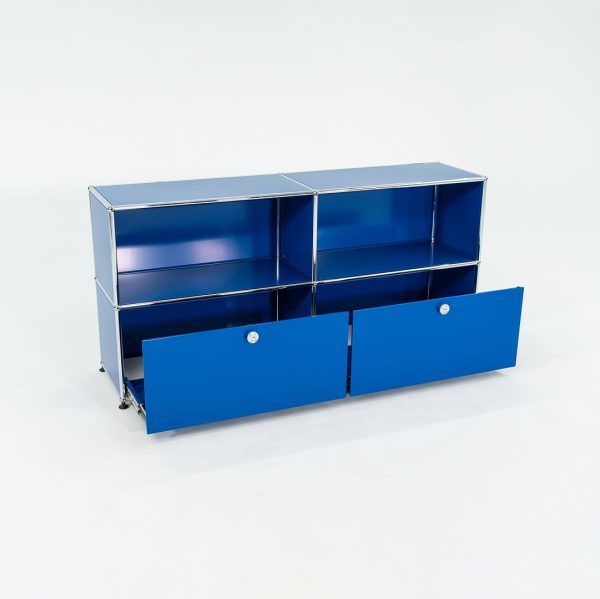 2000s USM Haller Blue C2A Credenza   Cabinet with 2x Pull-out Drawers Online