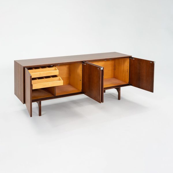 1960s Florence Knoll Walnut Four Door Credenza, Model 541 w  Original Label Online