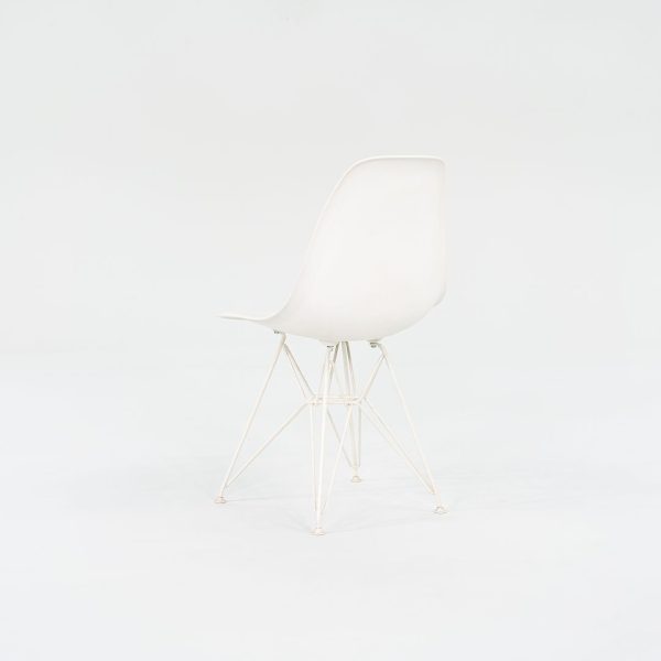 2014 Set of Four Eames Plastic Shell Chairs in White with Eiffel Base Online Sale