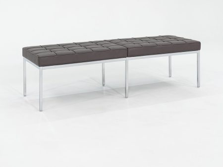 2022 Florence Knoll Three Seat Bench in Dark Brown Leather and Chrome Online