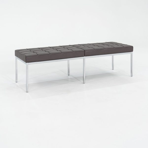 2022 Florence Knoll Three Seat Bench in Dark Brown Leather and Chrome Online