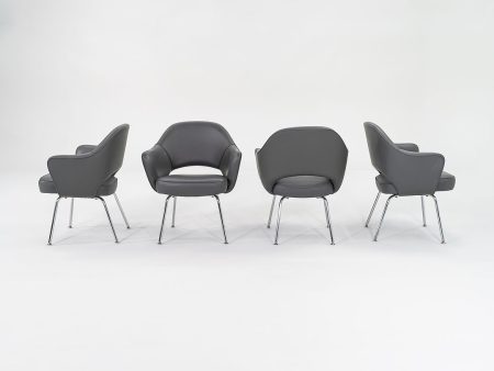 2009 Saarinen Executive Dining Chair, Model 71 APC by Eero Saarinen for Knoll in Grey Vinyl 4x Available Online Sale