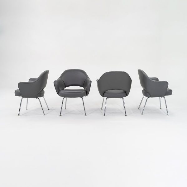 2009 Saarinen Executive Dining Chair, Model 71 APC by Eero Saarinen for Knoll in Grey Vinyl 4x Available Online Sale