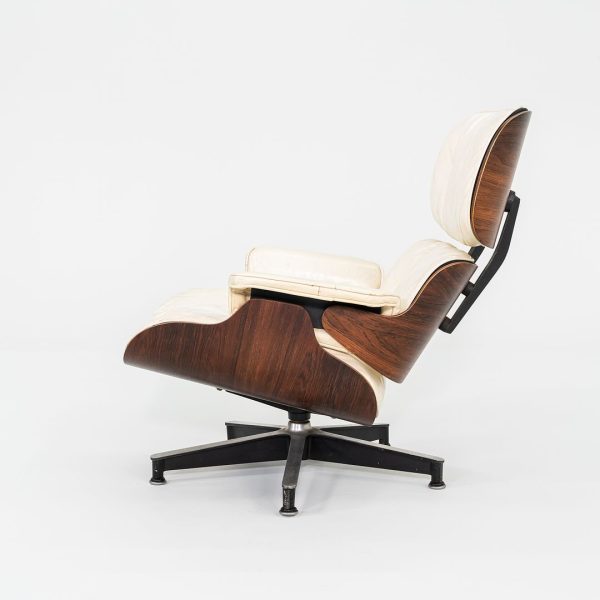 1964 Herman Miller Eames Lounge Chair and Ottoman in Rosewood and White Leather 670 671 Online now