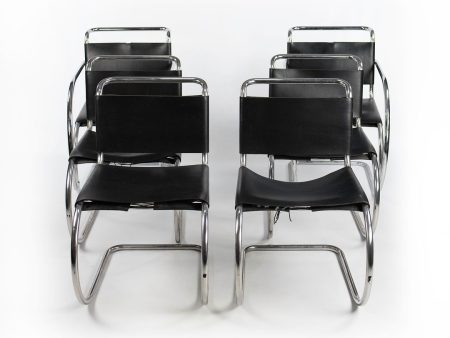 1980s MR10 and MR20 Chairs by Mies van der Rohe for Knoll in Black Leather Fashion