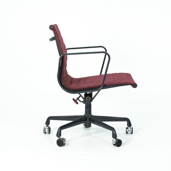 1998 Eames Aluminum Group Management Desk Chair by Ray and Charles Eames for Herman Miller in Dark Red Fabric with Dark Enamel Frame Online