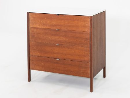 1960s Florence Knoll Four Drawer Walnut Dresser Cabinet with Laminate Top Discount