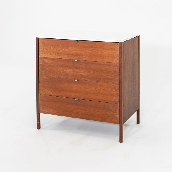 1960s Florence Knoll Four Drawer Walnut Dresser Cabinet with Laminate Top Discount