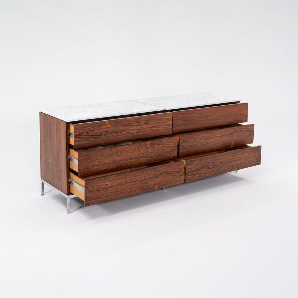 1960s Six-Drawer Rosewood Dresser Cabinet by Florence Knoll for Knoll in Brazilian Rosewood and Marble Online now