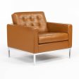 2012 Pair of Florence Knoll Club   Lounge Chairs in Dark Tan or Caramel Leather Cheap