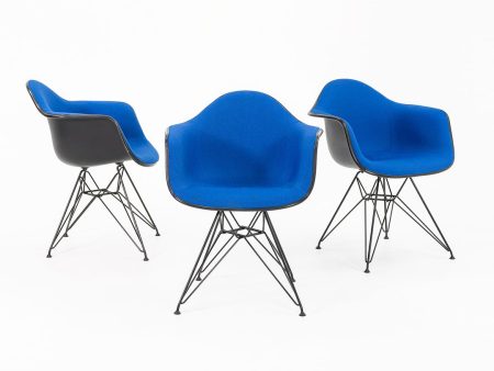 2016 DAR  Eiffel  Arm Chair by Ray and Charles Eames for Herman Miller in Blue Fabric and Black Fiberglass 3x Available Cheap