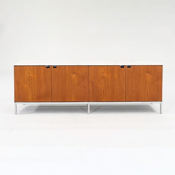 1960S 4-Position Credenza Cabinet, Model 2544 By Florence Knoll For Knoll Steel, Walnut, Marble For Sale