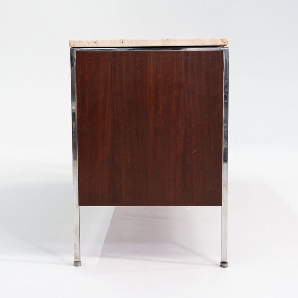 1960s Davis Allen and Gordon Bunshaft for SOM 66 inch Credenza   Cabinet in Walnut and Travertine Online