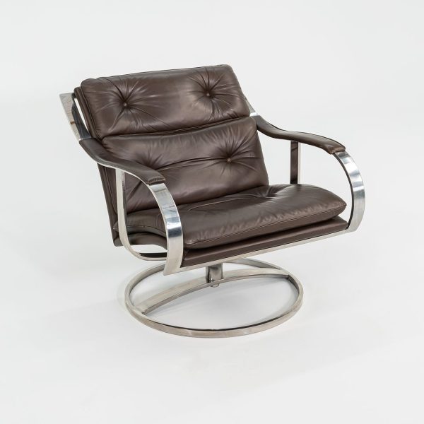 1998 Pair of 455 Series Lounge Chairs by Gardner Leaver and John Portman for Steelcase in Brown Leather Hot on Sale