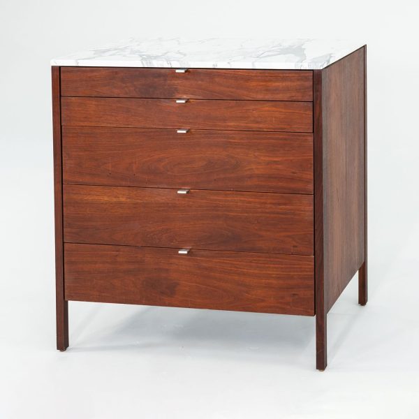 1960s Florence Knoll Walnut 5-Drawer Dresser with Marble Top, Model 326 2 Cheap