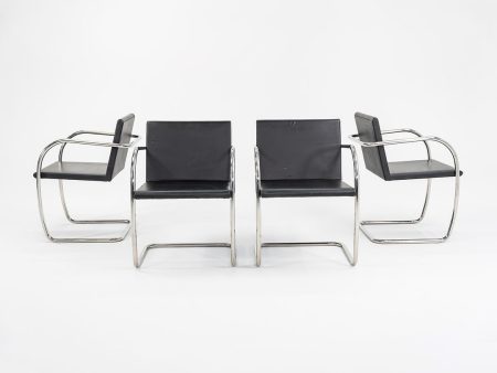 1990s Tubular Brno Armchair, Model 245A by Mies van der Rohe for Knoll Steel, Foam, Leather, Wood Online now