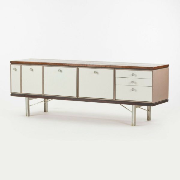 1960 Gerald Luss Rosewood & Metal Credenza Cabinet Once Attributed to Eames & IBM Pavilion Supply